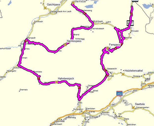 Route über das Hahntennjoch