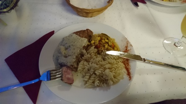 Der Hauptgang, lecker Schweinesteak