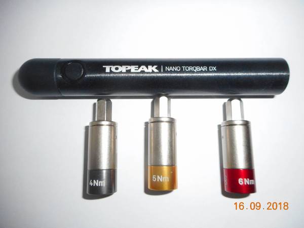 TOPEAK-Tool ohne Verlängerung mit 3 fest eingestellten Drehmomenteinsätzen (4, 5 und 6Nm)